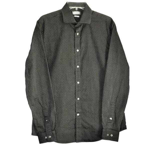 Michael Kors Slim Fit Pin Dot Long Sleeve Button Down in Grey Men’s L-16-34/35 - Picture 2 of 7